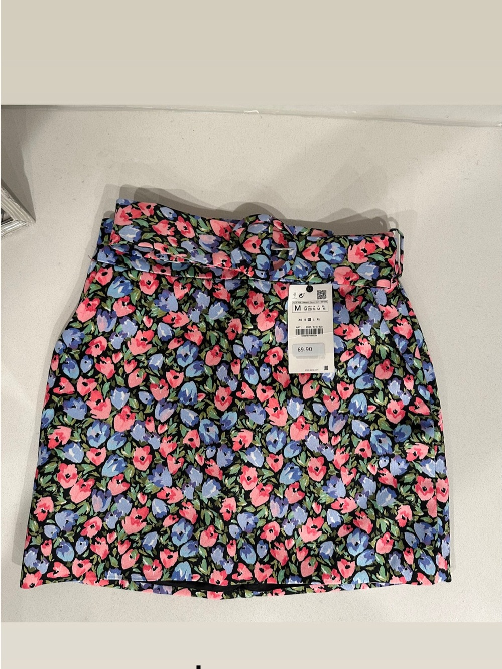 Zara Floral Mini Skirt - Pink, Blue & Green